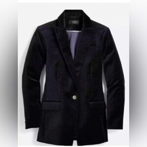 J.Crew Velvet Willa blazer in stretch velvet in black size 10 NWT